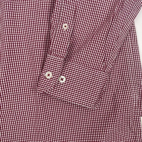 ROWM Red Dot Gingham Check LS Button Down Shirt Office Western Career XLT - Picture 4 of 11